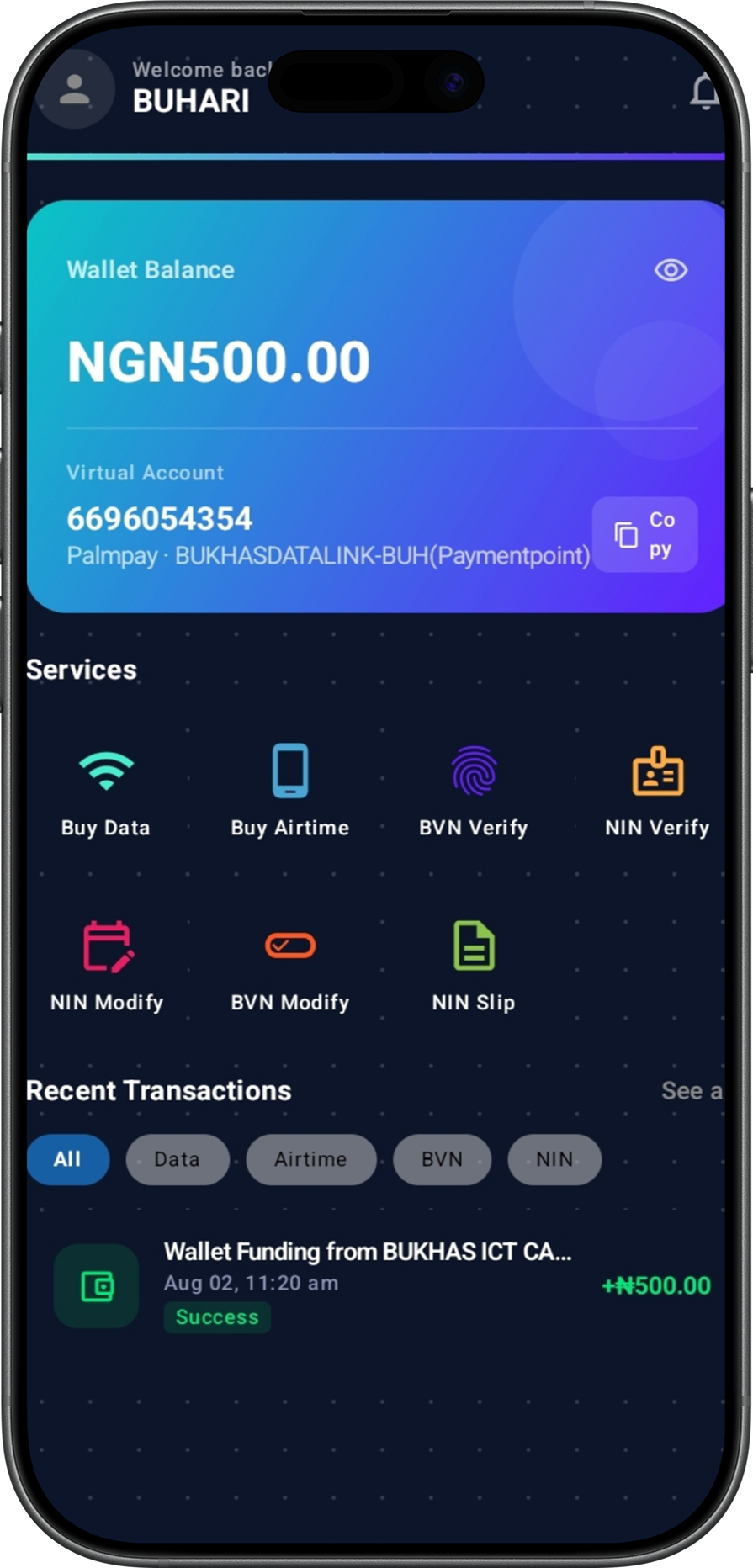 BUKHASDATALINK Mobile App Interface